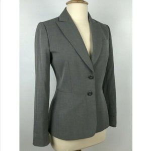 Tahari Grey Two Button Peaked Lapel Career Blazer Sz 4